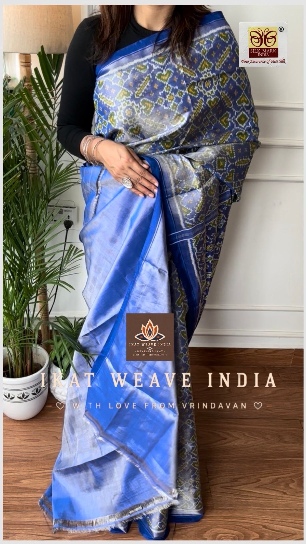 AISHWARYA-SEMI DOUBLE IKAT TISSUE PATAN PATOLA