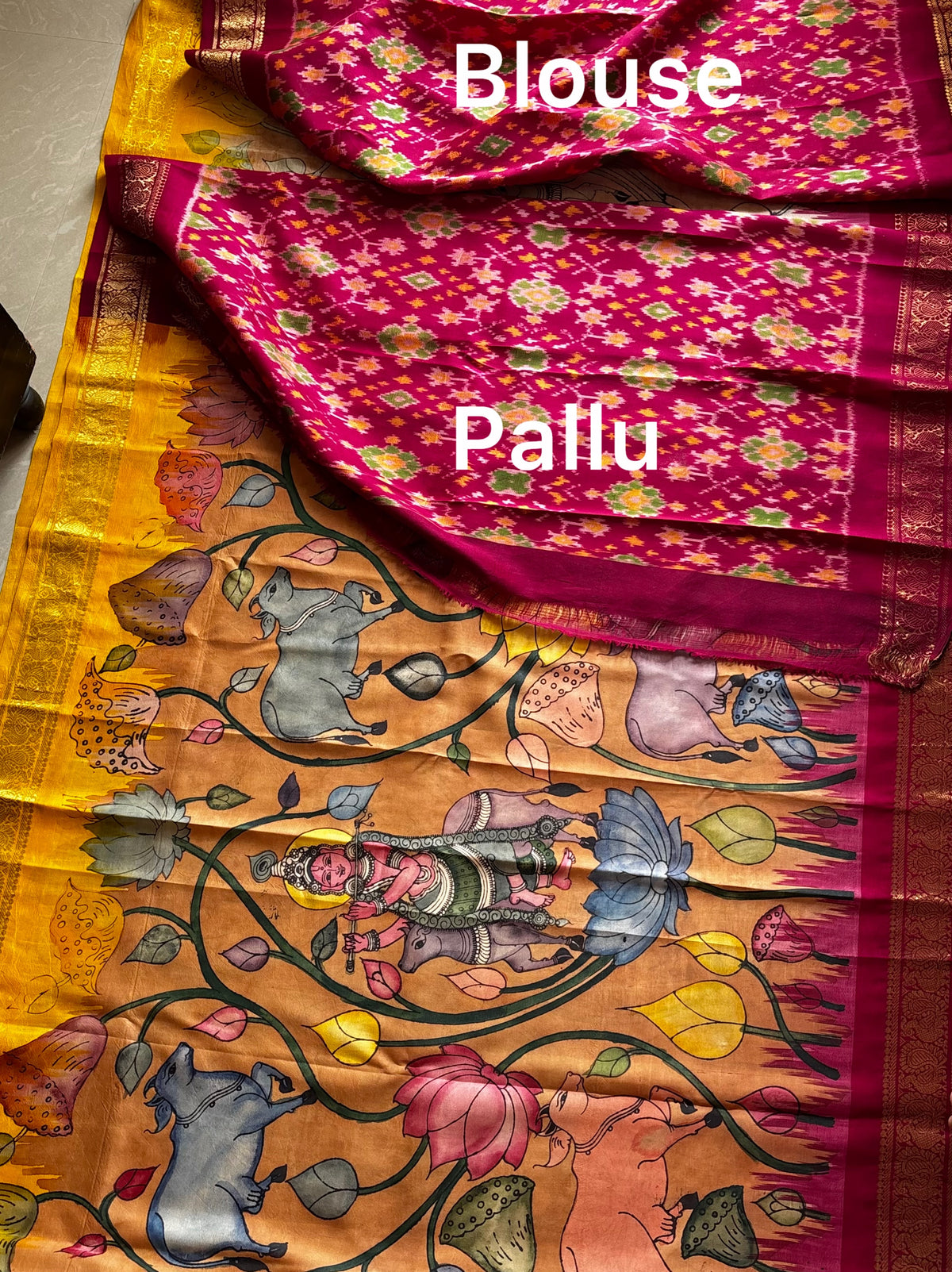 KRISHNA • SILK IKAT X HANDPAINTED PENKALAMKARI