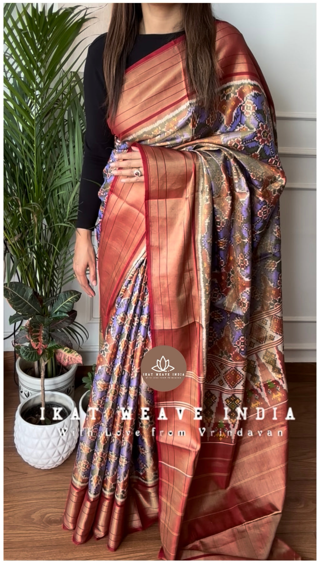 AADYA-SEMI DOUBLE IKAT TISSUE PATAN PATOLA