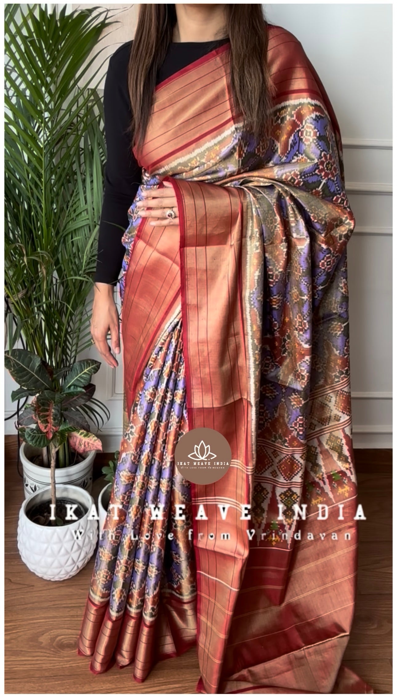 AADYA-SEMI DOUBLE IKAT TISSUE PATAN PATOLA