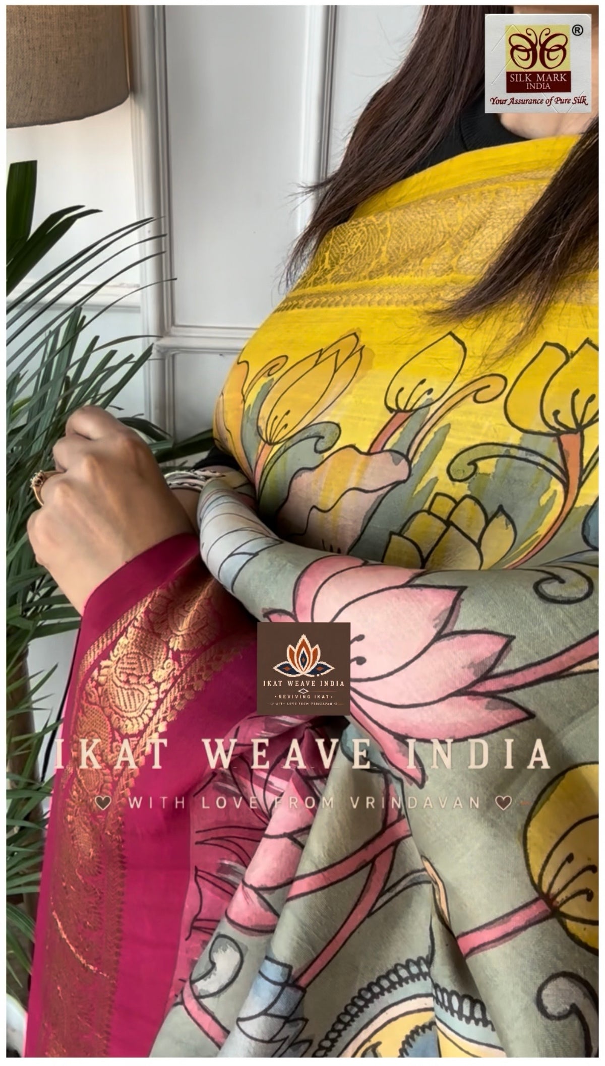 SIYALI• SILK IKAT X HANDPAINTED PENKALAMKARI