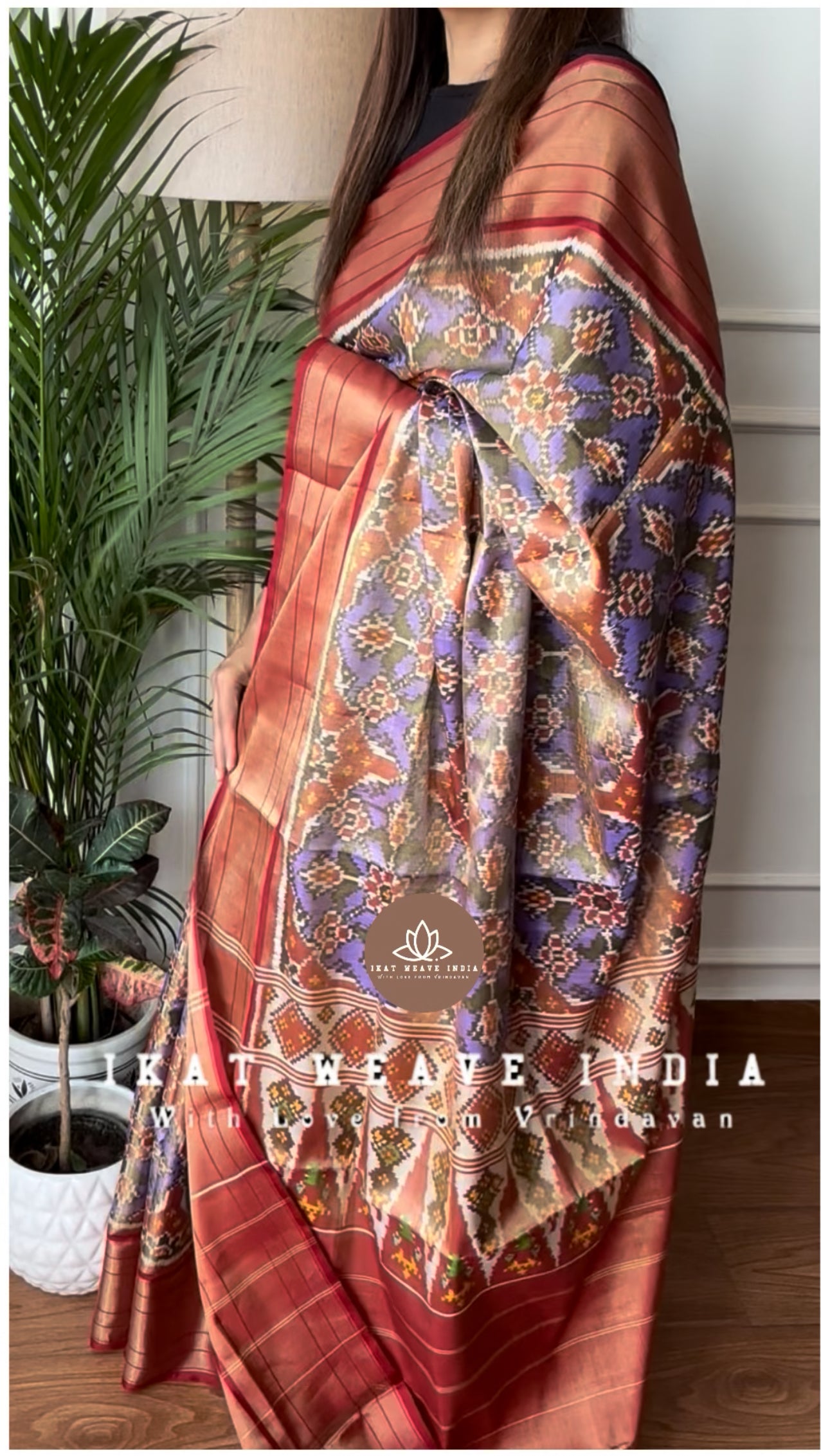AADYA-SEMI DOUBLE IKAT TISSUE PATAN PATOLA