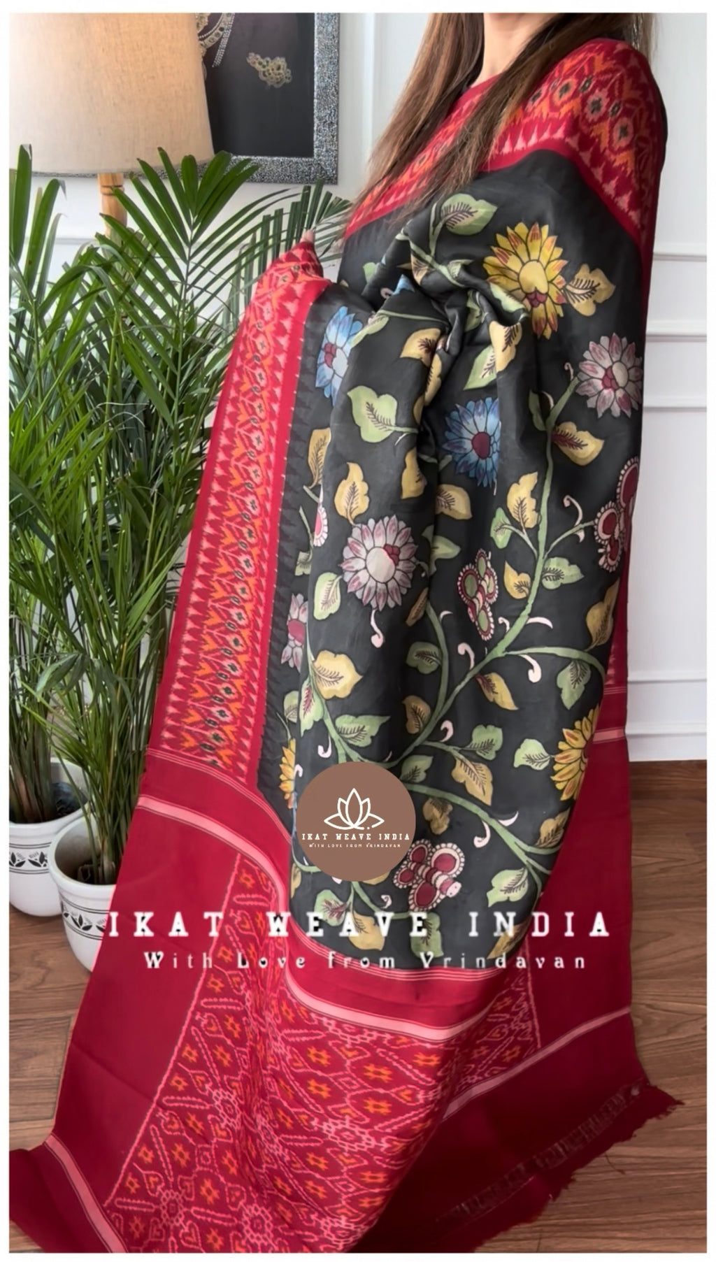 SIYA•HAND PAINTED PEN KALAMKARI x PURE SILK IKAT