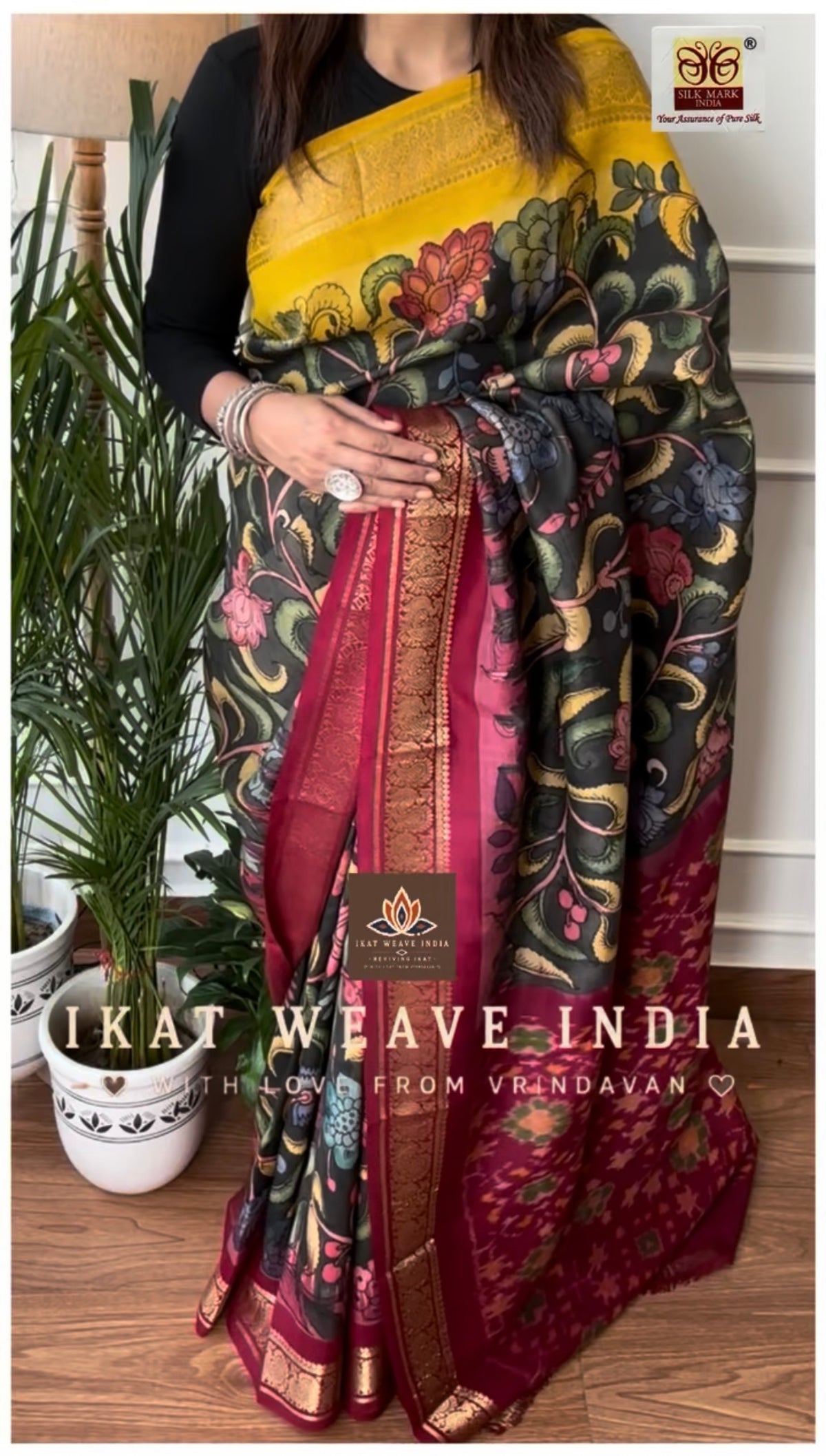 PIYA • SILK IKAT X HANDPAINTED PENKALAMKARI