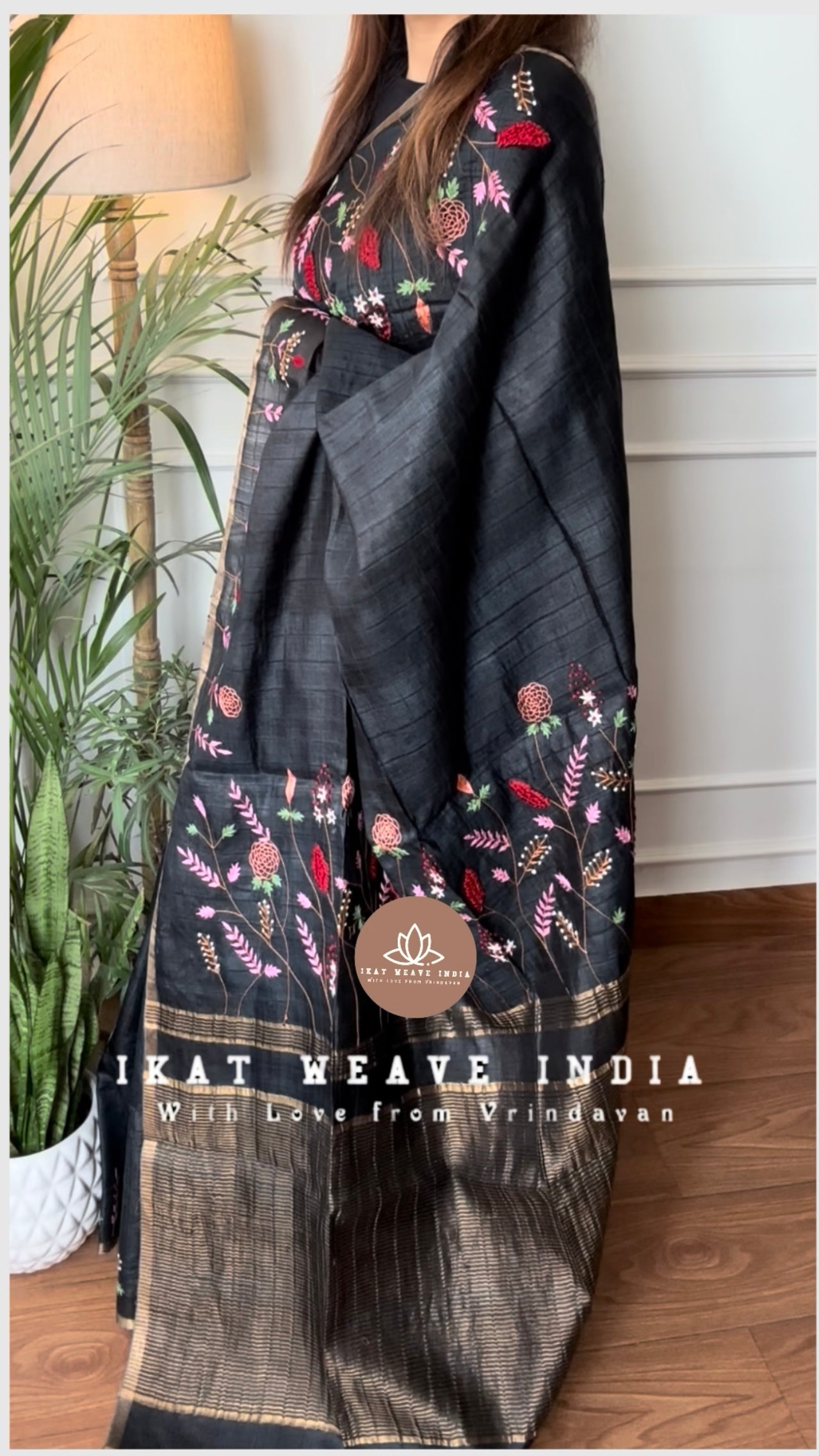 KAALI•HAND EMBROIDERED HANDWOVEN PURE TUSSAR SILK
