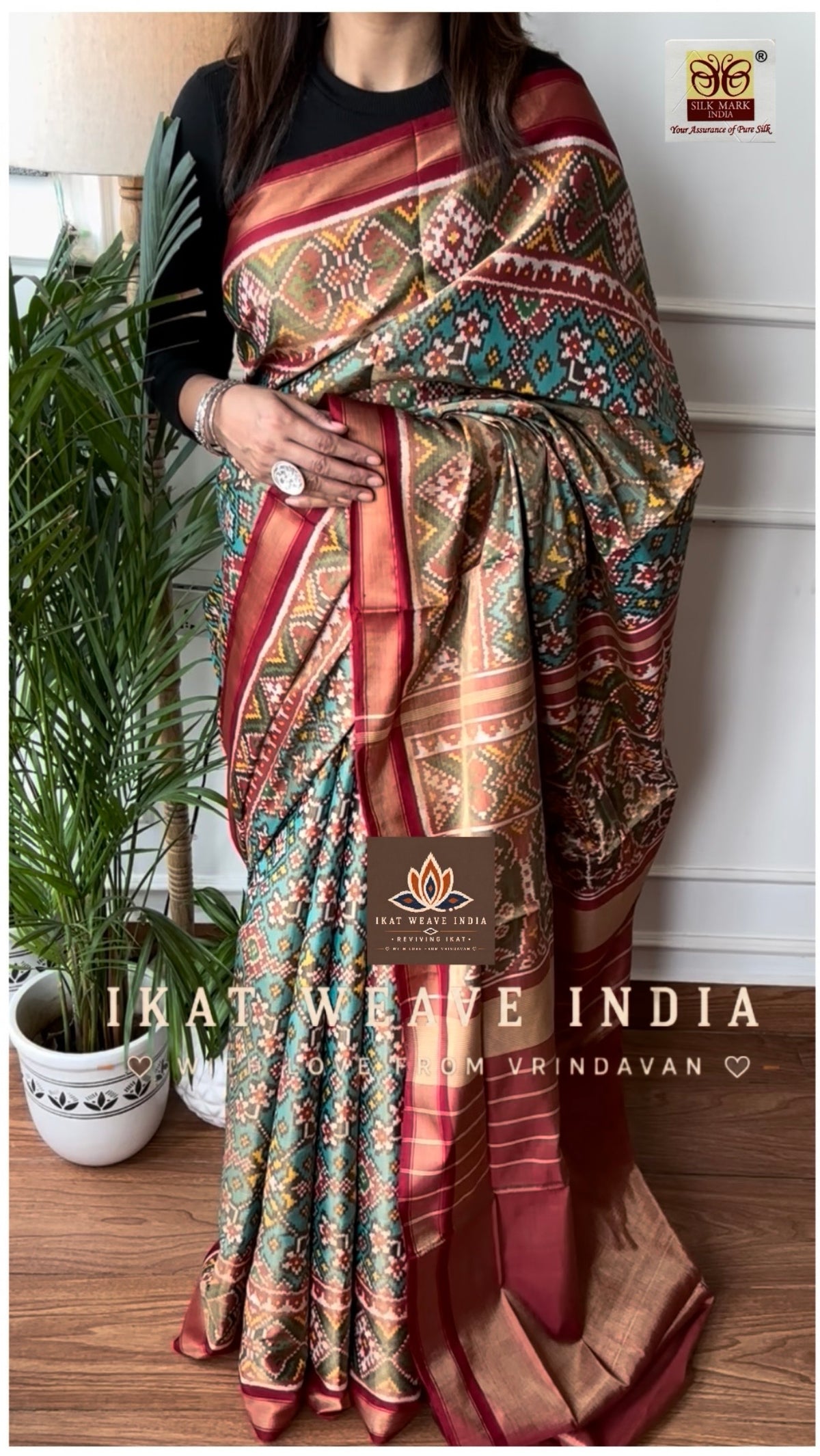URVASHI-SEMI DOUBLE IKAT TISSUE PATAN PATOLA