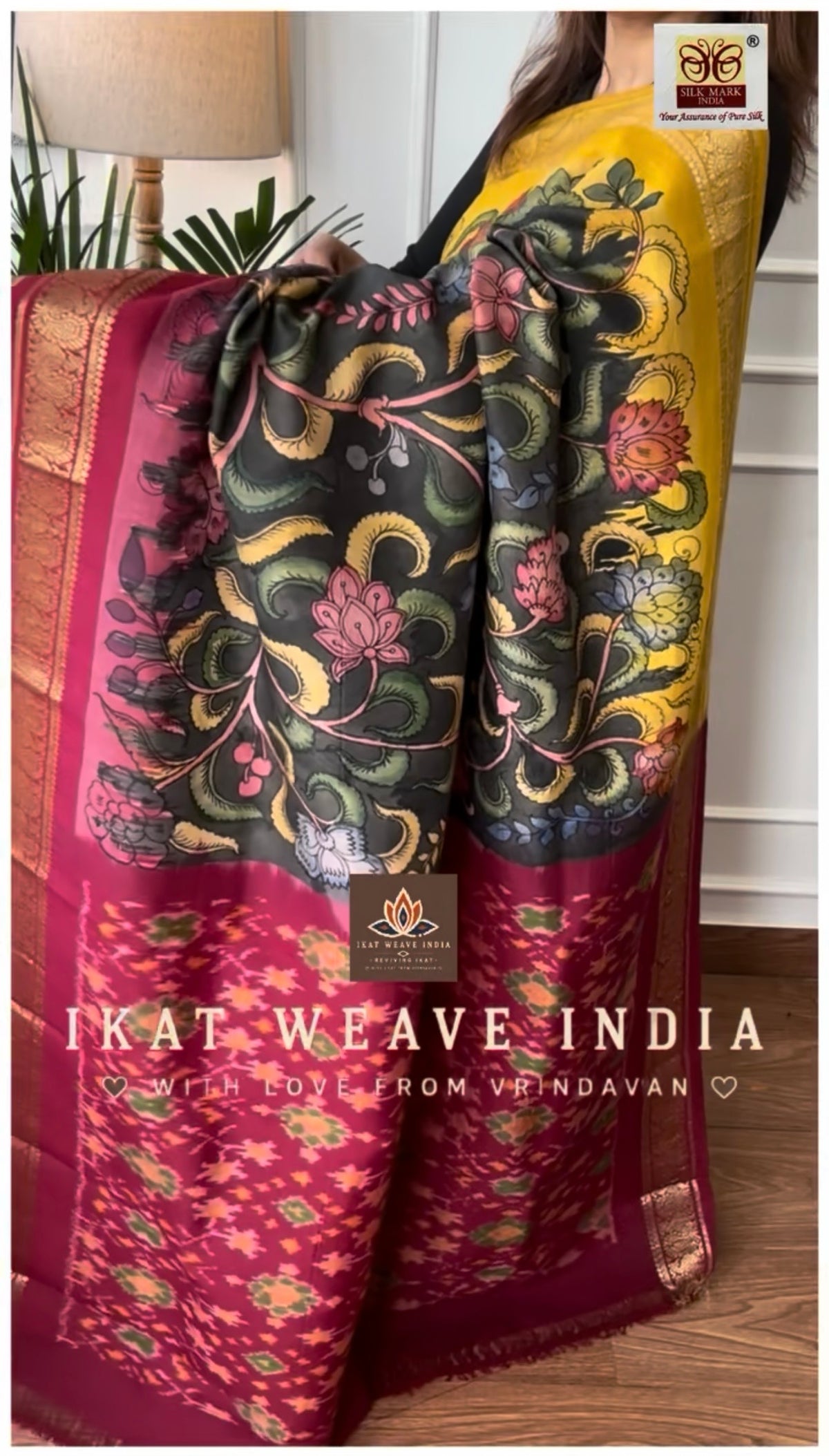 PIYA • SILK IKAT X HANDPAINTED PENKALAMKARI