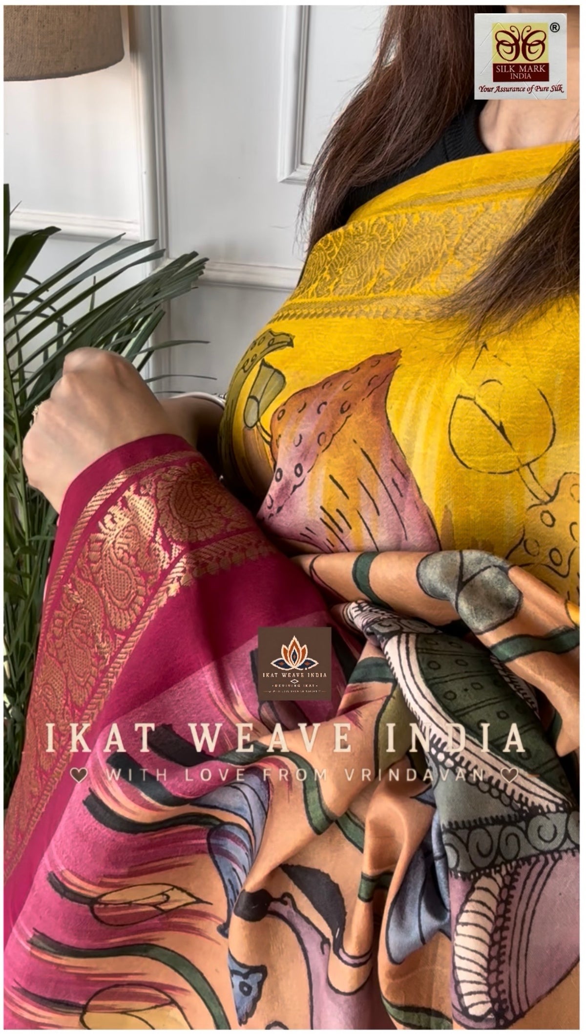 KRISHNA • SILK IKAT X HANDPAINTED PENKALAMKARI