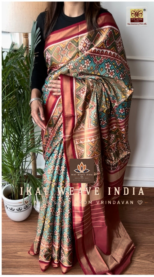 URVASHI-SEMI DOUBLE IKAT TISSUE PATAN PATOLA