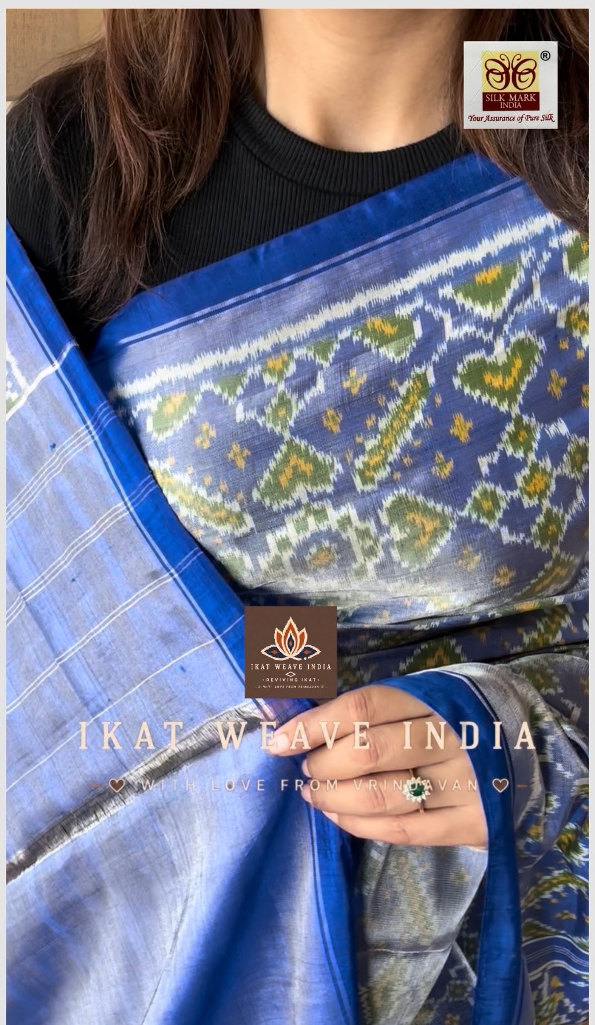 AISHWARYA-SEMI DOUBLE IKAT TISSUE PATAN PATOLA