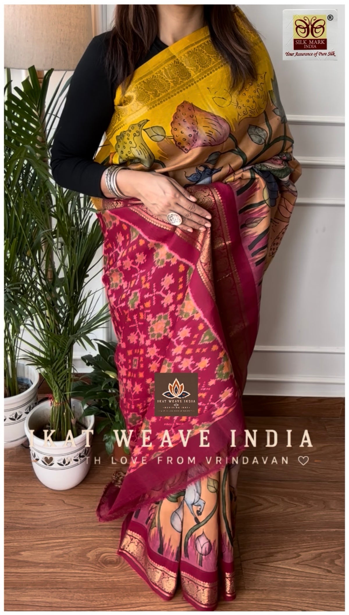KRISHNA • SILK IKAT X HANDPAINTED PENKALAMKARI