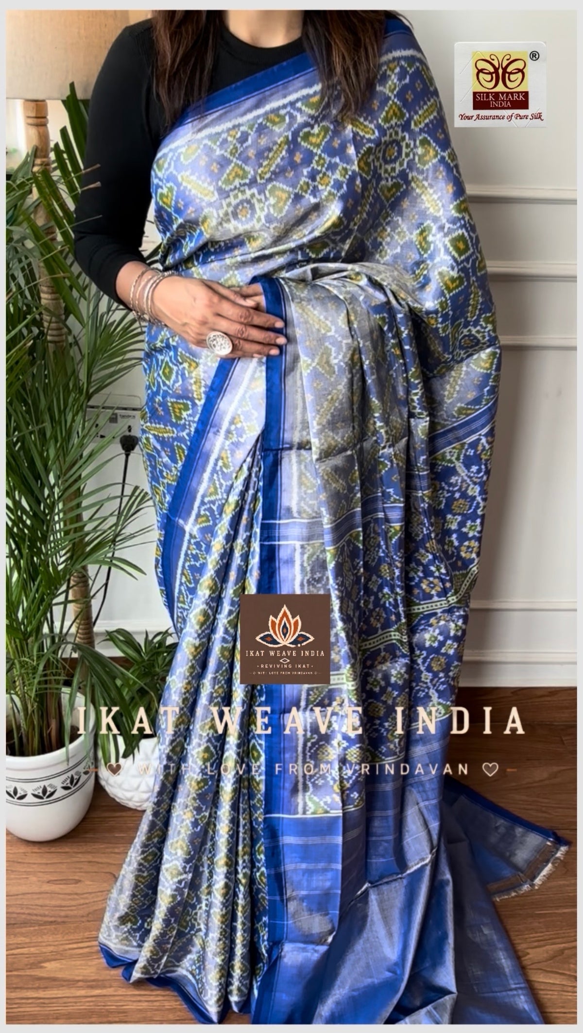 AISHWARYA-SEMI DOUBLE IKAT TISSUE PATAN PATOLA