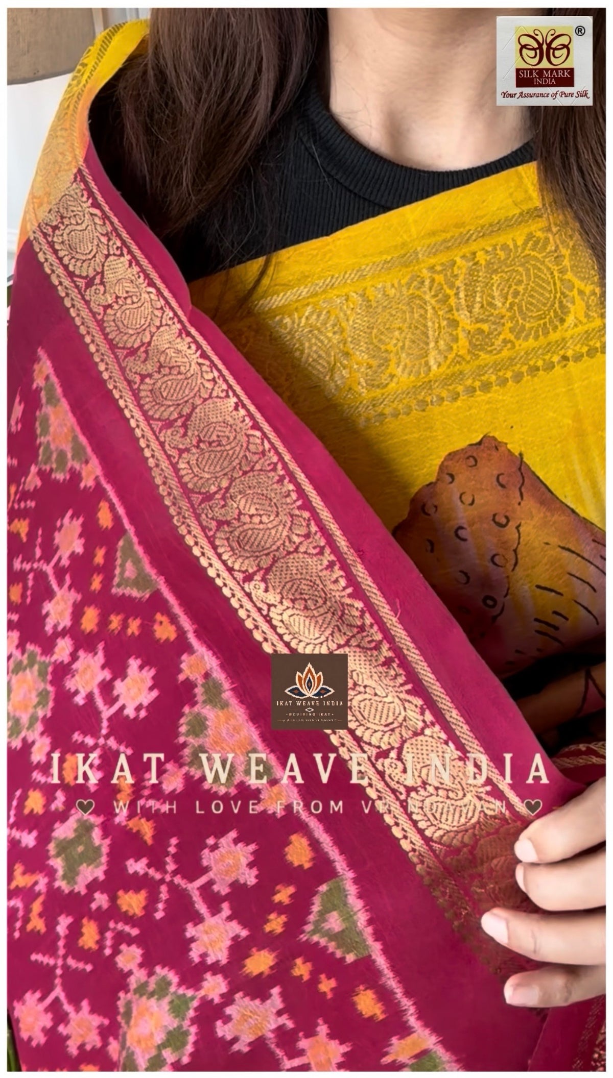 KRISHNA • SILK IKAT X HANDPAINTED PENKALAMKARI
