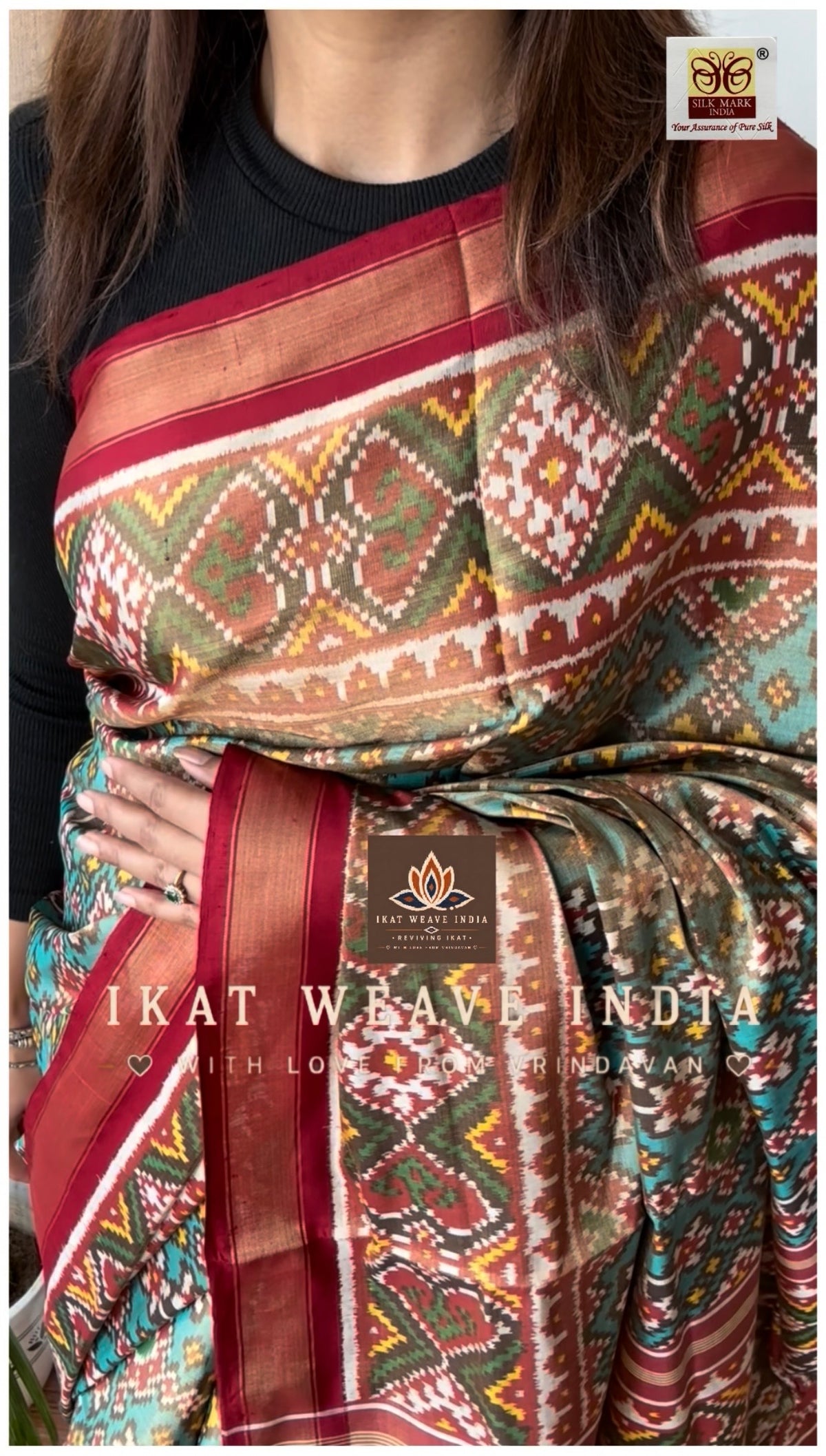 URVASHI-SEMI DOUBLE IKAT TISSUE PATAN PATOLA