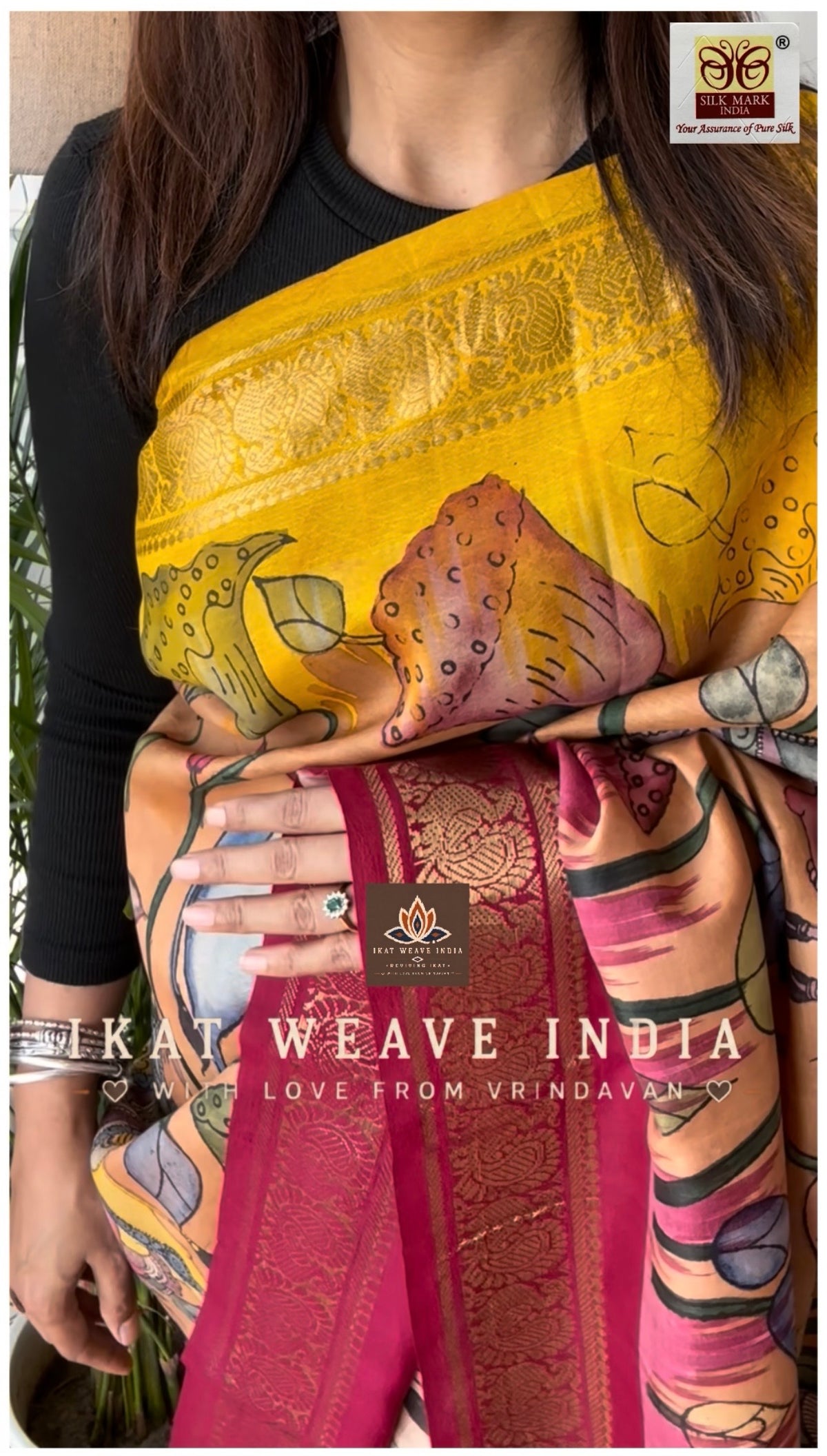 KRISHNA • SILK IKAT X HANDPAINTED PENKALAMKARI