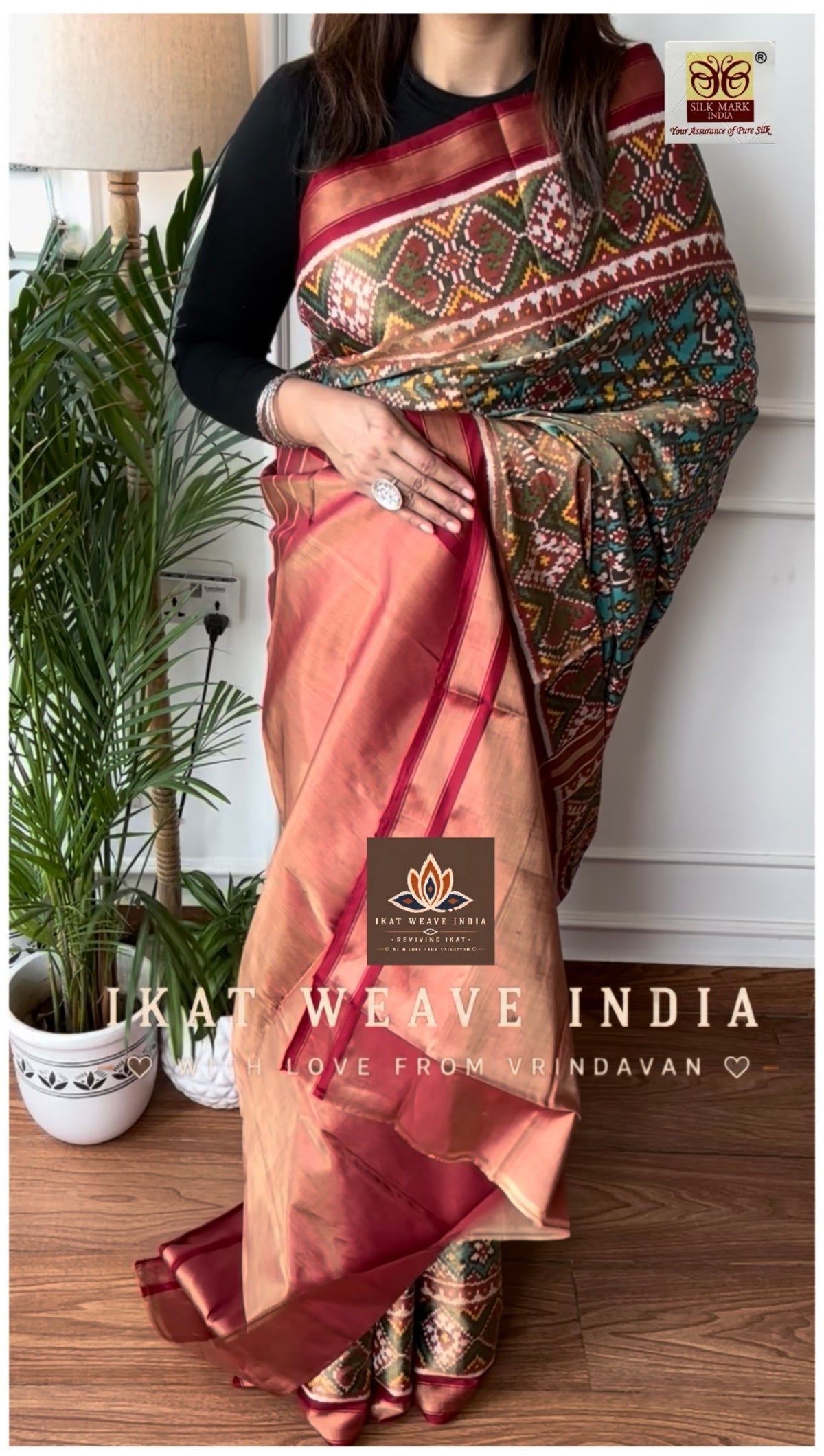 URVASHI-SEMI DOUBLE IKAT TISSUE PATAN PATOLA
