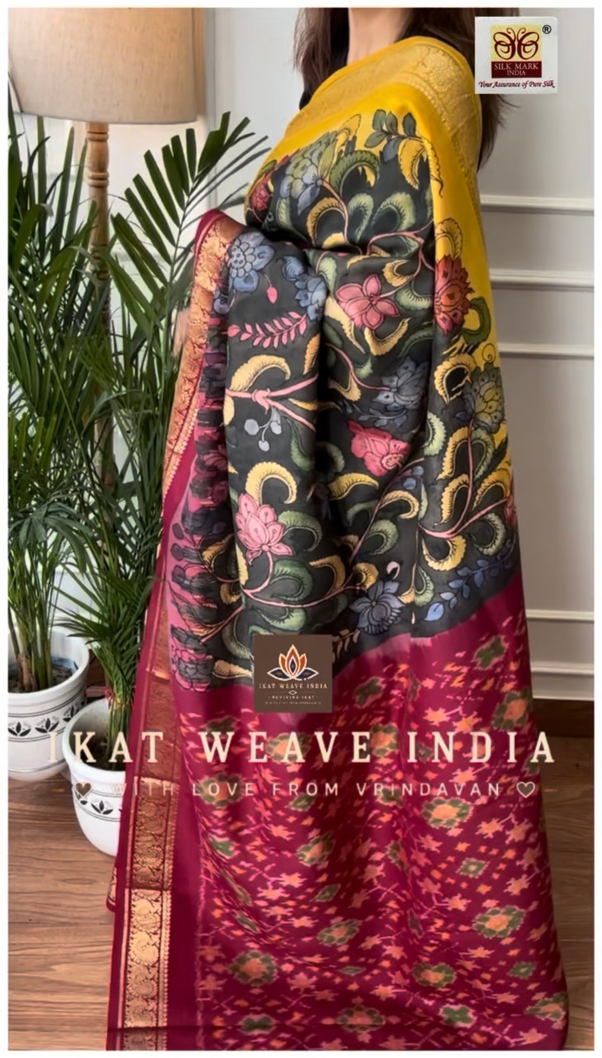 PIYA • SILK IKAT X HANDPAINTED PENKALAMKARI