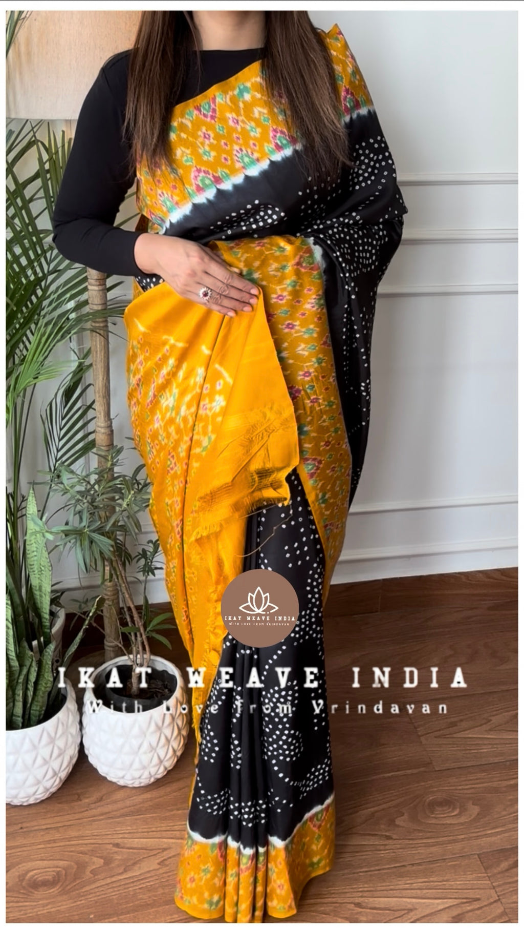 KADAMBARI-HANDKNOTTED RAI BANDHEJ X SILK IKAT