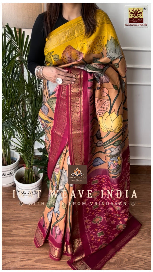 KRISHNA • SILK IKAT X HANDPAINTED PENKALAMKARI