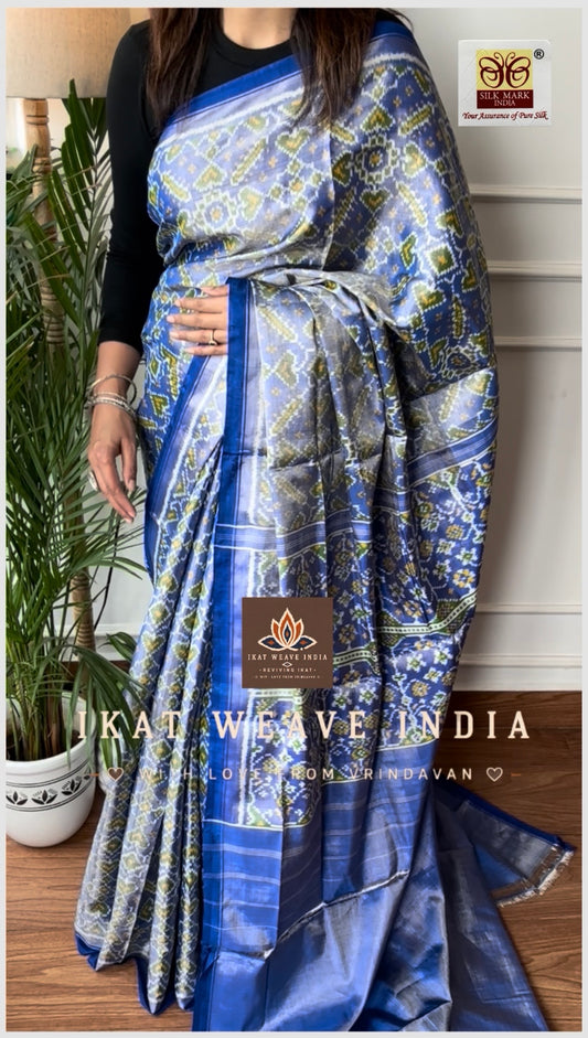 AISHWARYA-SEMI DOUBLE IKAT TISSUE PATAN PATOLA