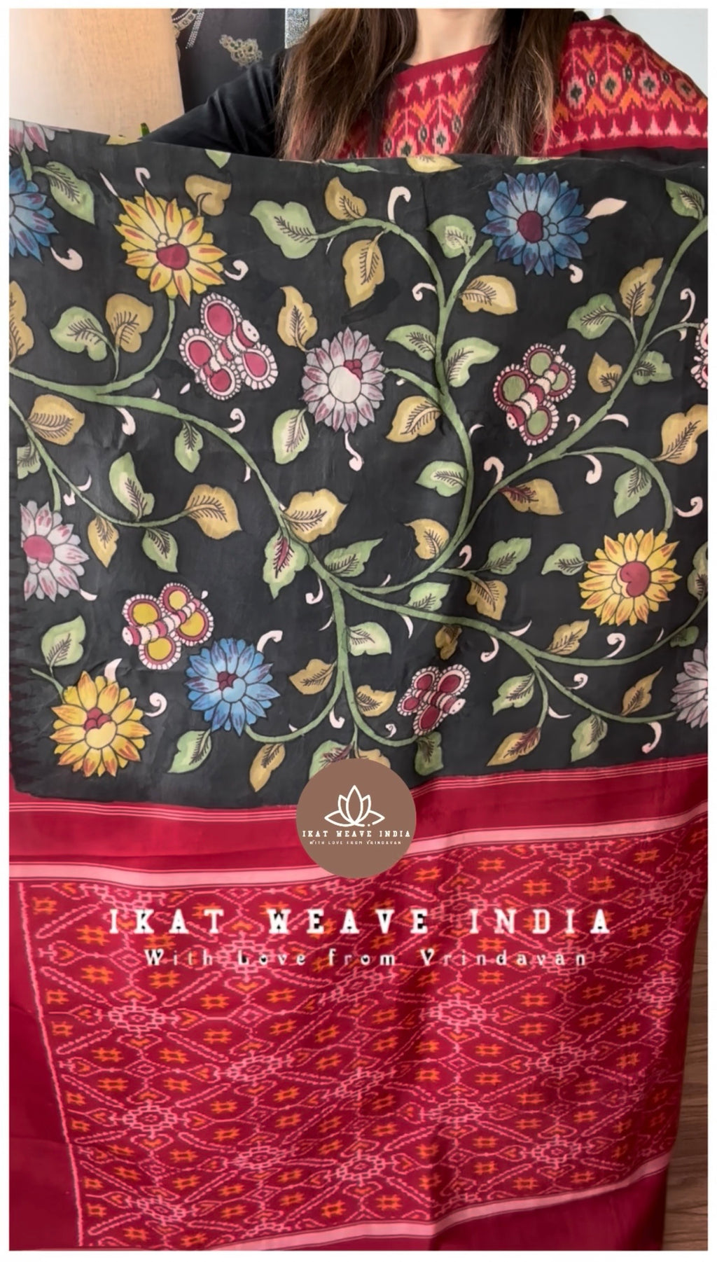 SIYA•HAND PAINTED PEN KALAMKARI x PURE SILK IKAT