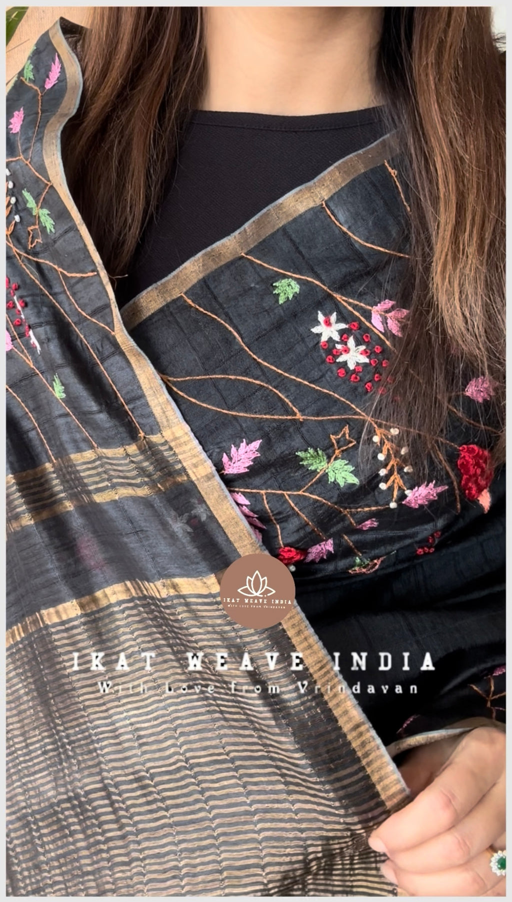 KAALI•HAND EMBROIDERED HANDWOVEN PURE TUSSAR SILK