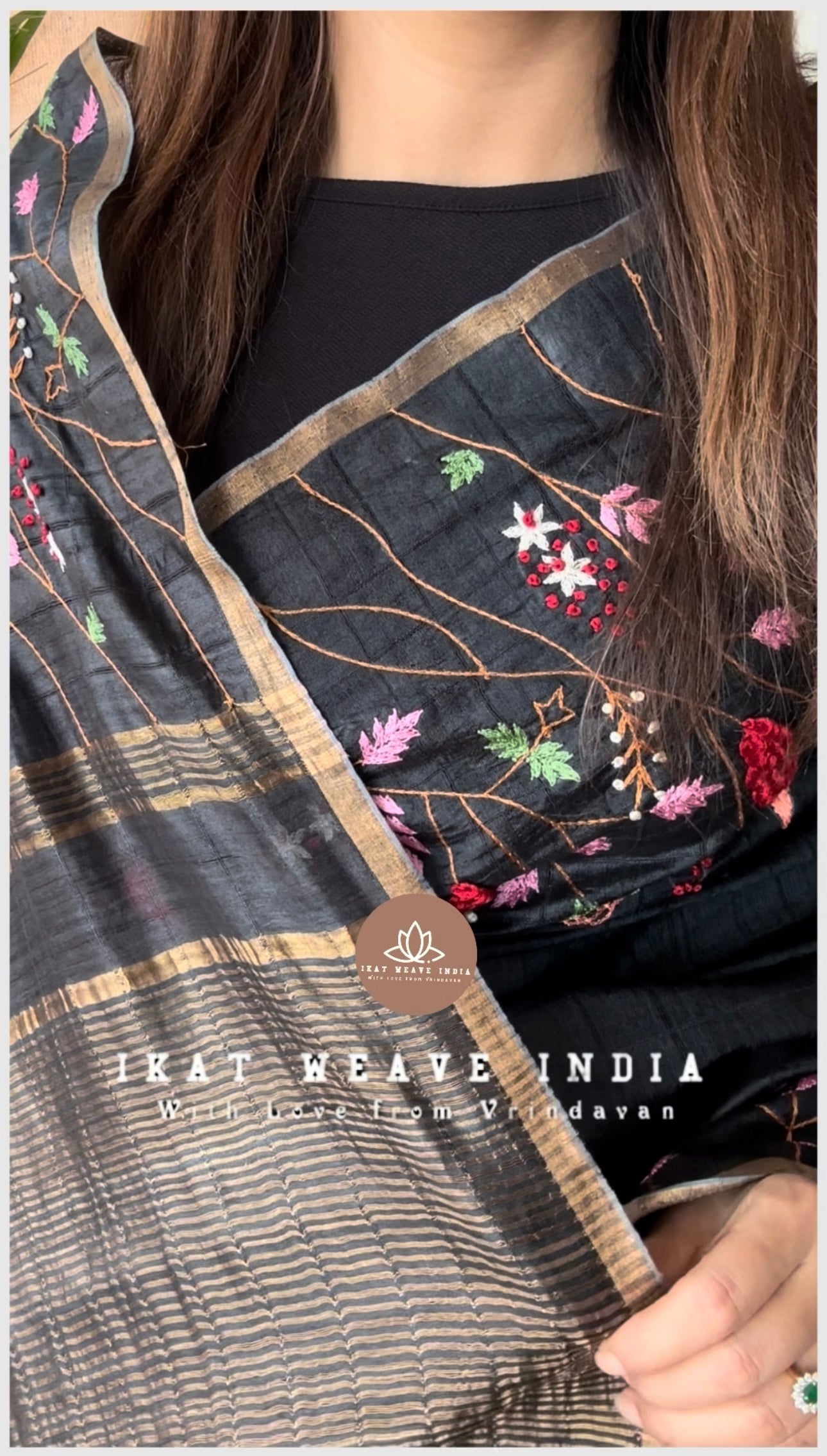 KAALI•HAND EMBROIDERED HANDWOVEN PURE TUSSAR SILK
