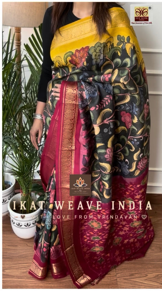 PIYA • SILK IKAT X HANDPAINTED PENKALAMKARI